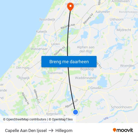 Capelle Aan Den Ijssel to Hillegom map