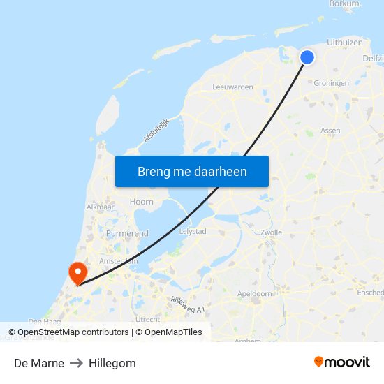 De Marne to Hillegom map