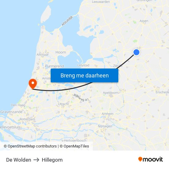 De Wolden to Hillegom map