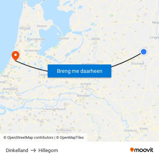 Dinkelland to Hillegom map