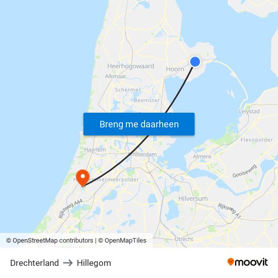 Drechterland to Hillegom map