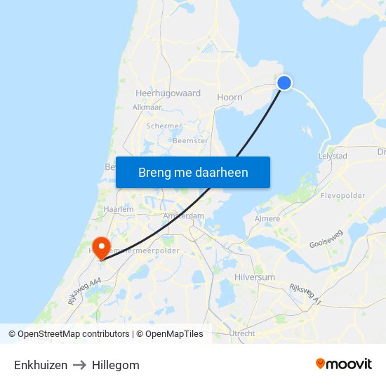 Enkhuizen to Hillegom map