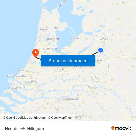 Heerde to Hillegom map