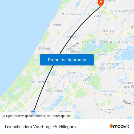 Leidschendam-Voorburg to Hillegom map