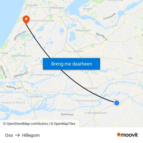 Oss to Hillegom map