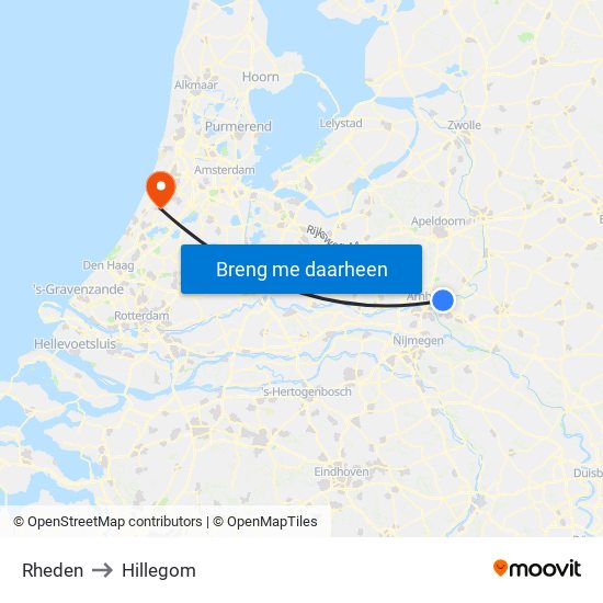 Rheden to Hillegom map
