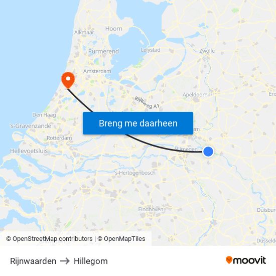 Rijnwaarden to Hillegom map