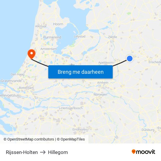 Rijssen-Holten to Hillegom map