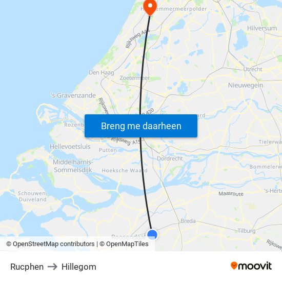 Rucphen to Hillegom map
