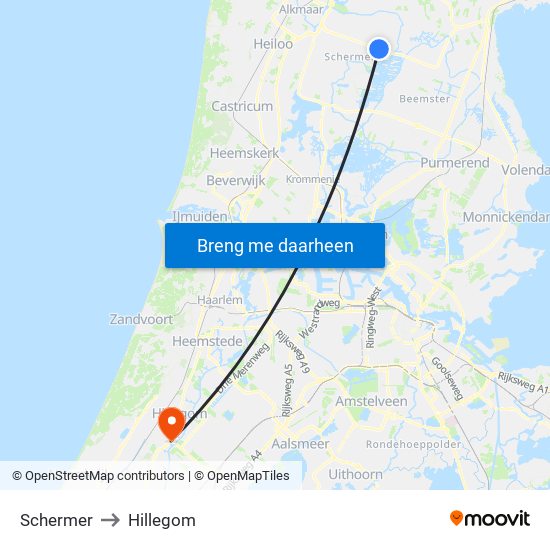 Schermer to Hillegom map