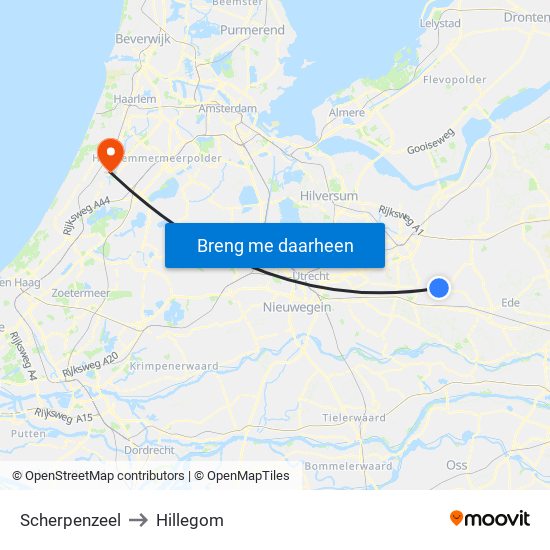 Scherpenzeel to Hillegom map
