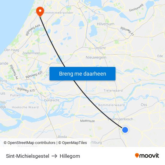 Sint-Michielsgestel to Hillegom map