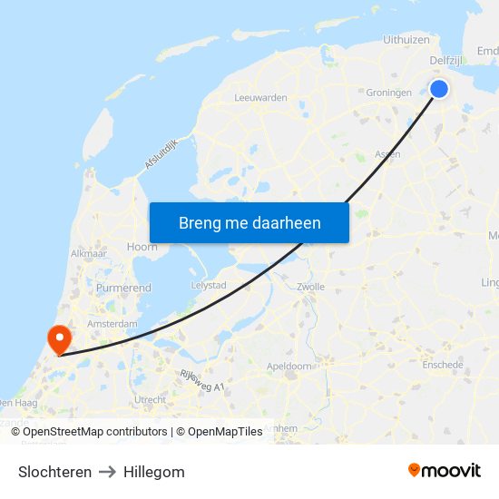 Slochteren to Hillegom map