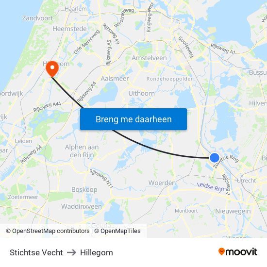 Stichtse Vecht to Hillegom map