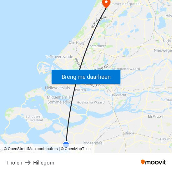 Tholen to Hillegom map