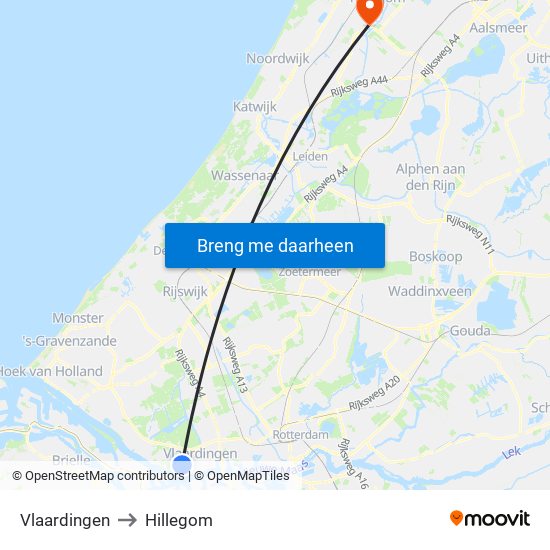 Vlaardingen to Hillegom map