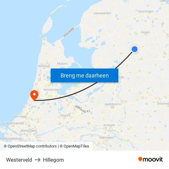 Westerveld to Hillegom map