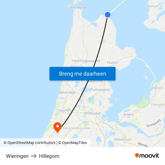 Wieringen to Hillegom map