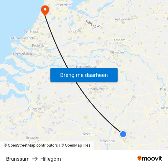 Brunssum to Hillegom map