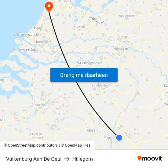 Valkenburg Aan De Geul to Hillegom map