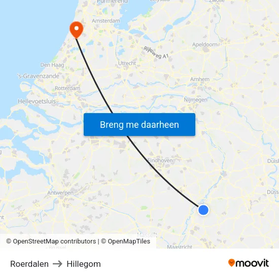 Roerdalen to Hillegom map