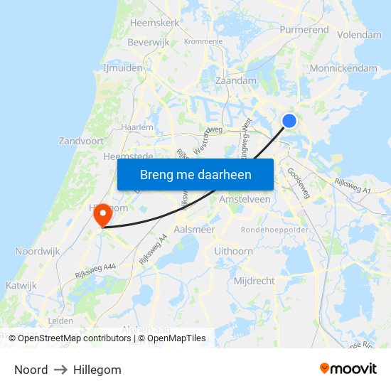 Noord to Hillegom map