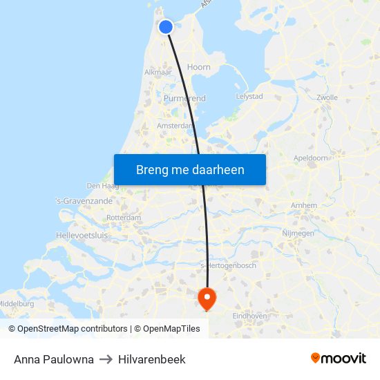 Anna Paulowna to Hilvarenbeek map