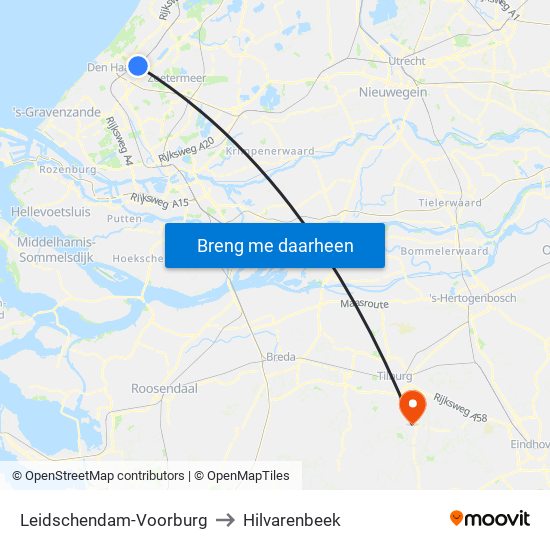 Leidschendam-Voorburg to Hilvarenbeek map