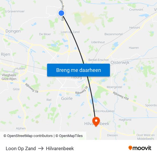 Loon Op Zand to Hilvarenbeek map