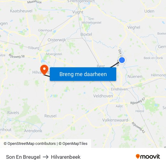 Son En Breugel to Hilvarenbeek map