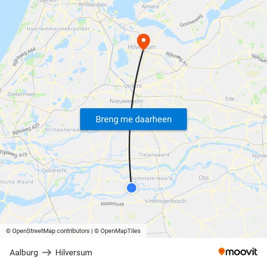 Aalburg to Hilversum map