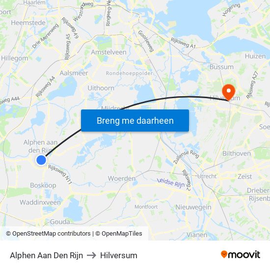 Alphen Aan Den Rijn to Hilversum map