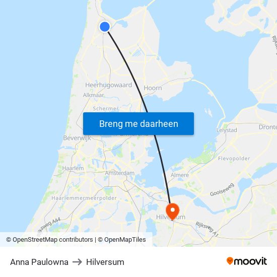 Anna Paulowna to Hilversum map