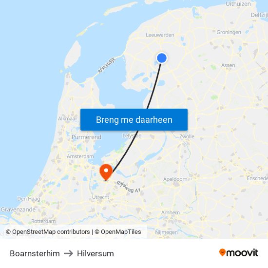 Boarnsterhim to Hilversum map