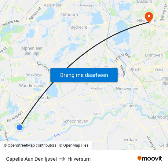 Capelle Aan Den Ijssel to Hilversum map