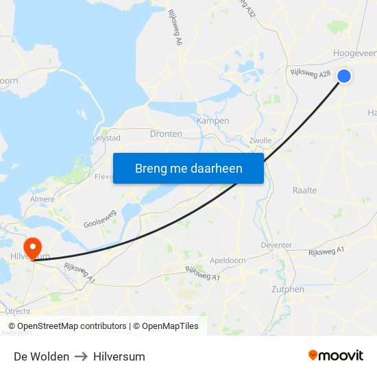 De Wolden to Hilversum map