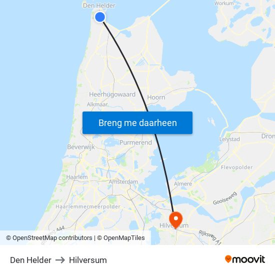 Den Helder to Hilversum map