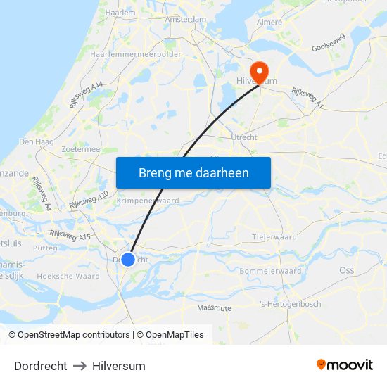 Dordrecht to Hilversum map