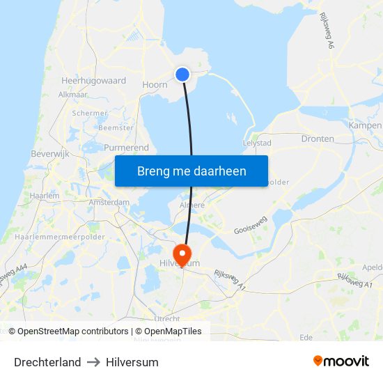 Drechterland to Hilversum map