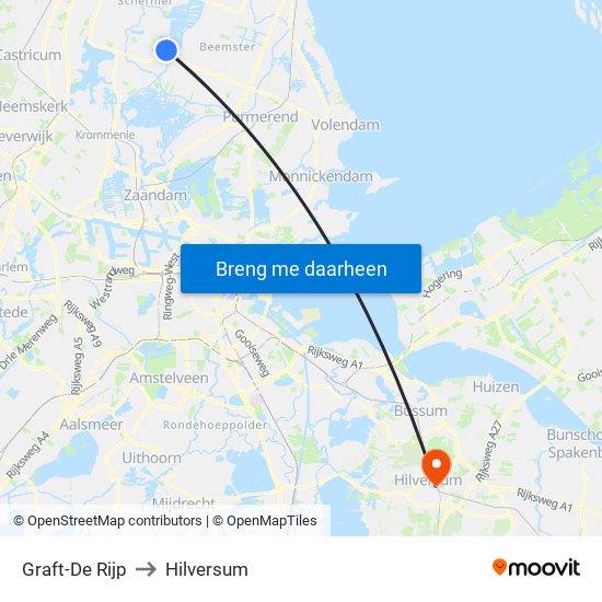 Graft-De Rijp to Hilversum map