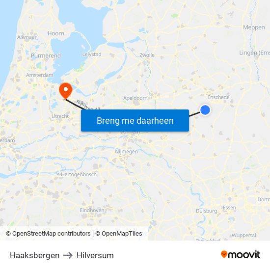 Haaksbergen to Hilversum map
