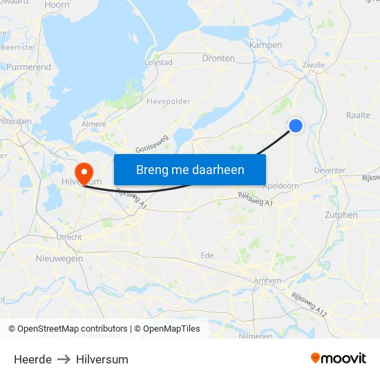 Heerde to Hilversum map