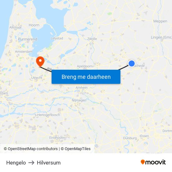 Hengelo to Hilversum map