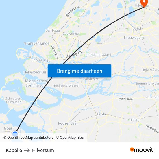 Kapelle to Hilversum map