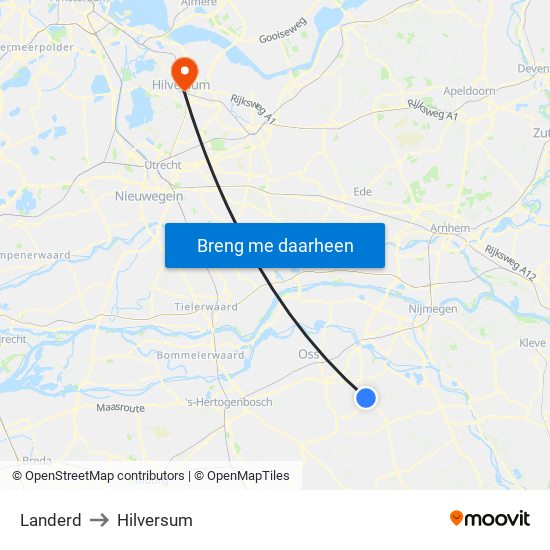 Landerd to Hilversum map
