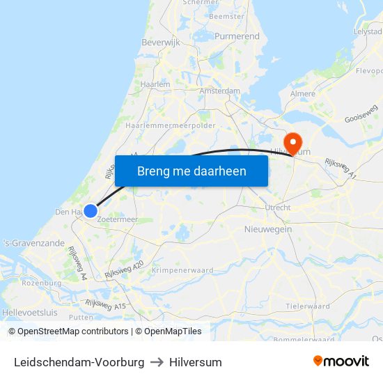 Leidschendam-Voorburg to Hilversum map