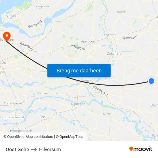 Oost Gelre to Hilversum map