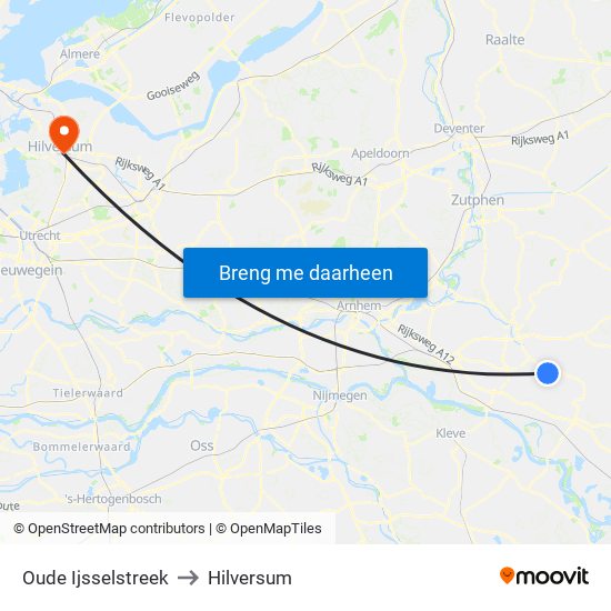 Oude Ijsselstreek to Hilversum map