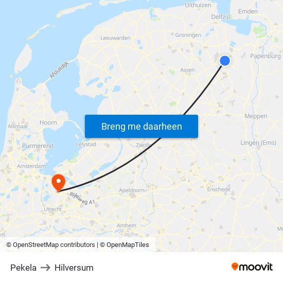 Pekela to Hilversum map