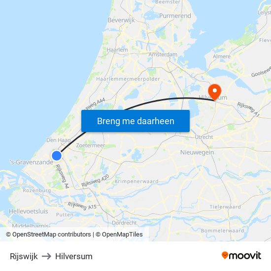 Rijswijk to Hilversum map